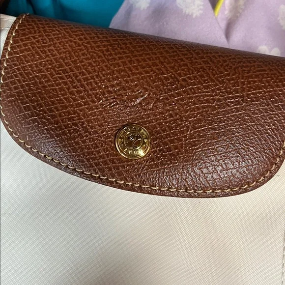 Longchamp Le Pliage Beige Tote with Brown Leather Trim - Picture 8 of 14